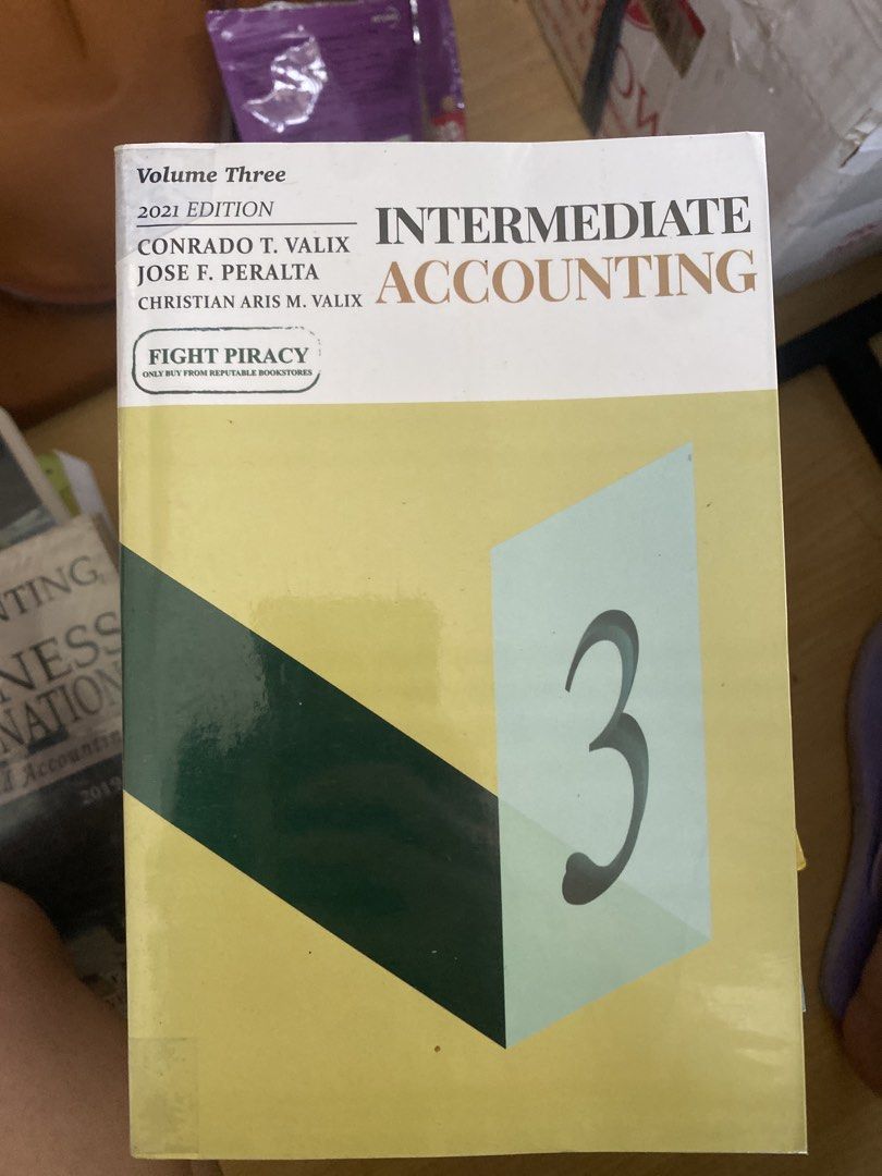 Intermediate Accounting 1,2&3 - Valix 2021 (Category: Textbooks) located in Manila. Submitted by andreajane36080 (Listing ID 1458588448, Image 3). Description: IA 1 is damaged but 2&3 are clean.