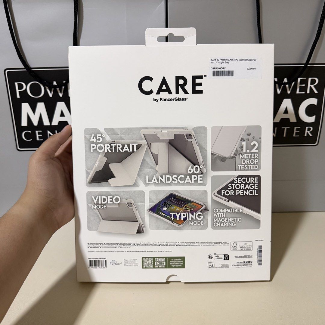 iPad Air 13” (2026/2025/2024) Case (Category: Other Mobile & Gadget Accessories) located in Balanga. Submitted by alaysa.k (Listing ID 1458680786, Image 3). Description: - Original Price: 1990 - Compatible with Apple iPad Air 13” (2026/2025/2024 models) - CARE by PanzerGlass Essential Case - Origami 5-in-1 stand for versatile viewing - 1.2-meter drop tested protection - Smooth, secure grip - Built-in storage for Apple Pencil - Supports Apple Penc