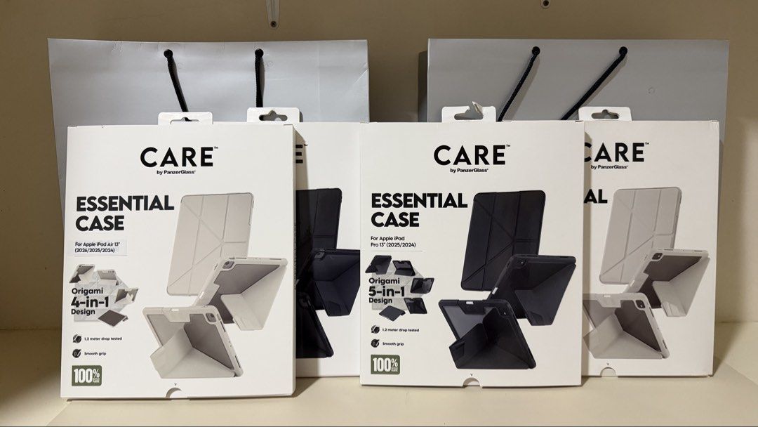 iPad Air 13” (2026/2025/2024) Case (Category: Other Mobile & Gadget Accessories) located in Balanga. Submitted by alaysa.k (Listing ID 1458680786, Image 1). Description: - Original Price: 1990 - Compatible with Apple iPad Air 13” (2026/2025/2024 models) - CARE by PanzerGlass Essential Case - Origami 5-in-1 stand for versatile viewing - 1.2-meter drop tested protection - Smooth, secure grip - Built-in storage for Apple Pencil - Supports Apple Penc