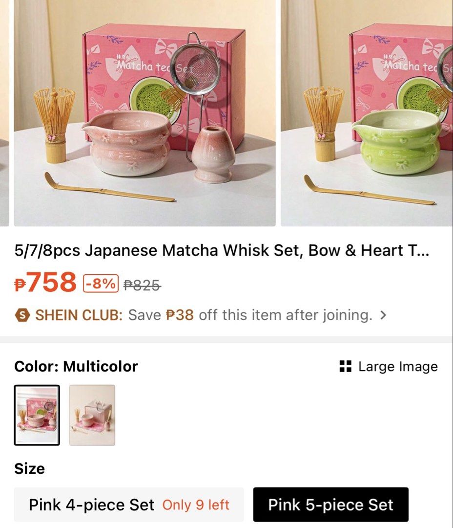 Japanese Matcha Set Pink 5pcs (Category: Coffee & Tea Tableware) located in Las Pinas. Submitted by pinksparkles1830 (Listing ID 1458606085, Image 2). Description: Brandnew and Unused (Got for 760) - Authentic Japanese Matcha Whisk Set Pink - Includes: Whisk, Bowl, Scoop, Sifter - Perfect for preparing traditional matcha tea at home - Get yours today!.
