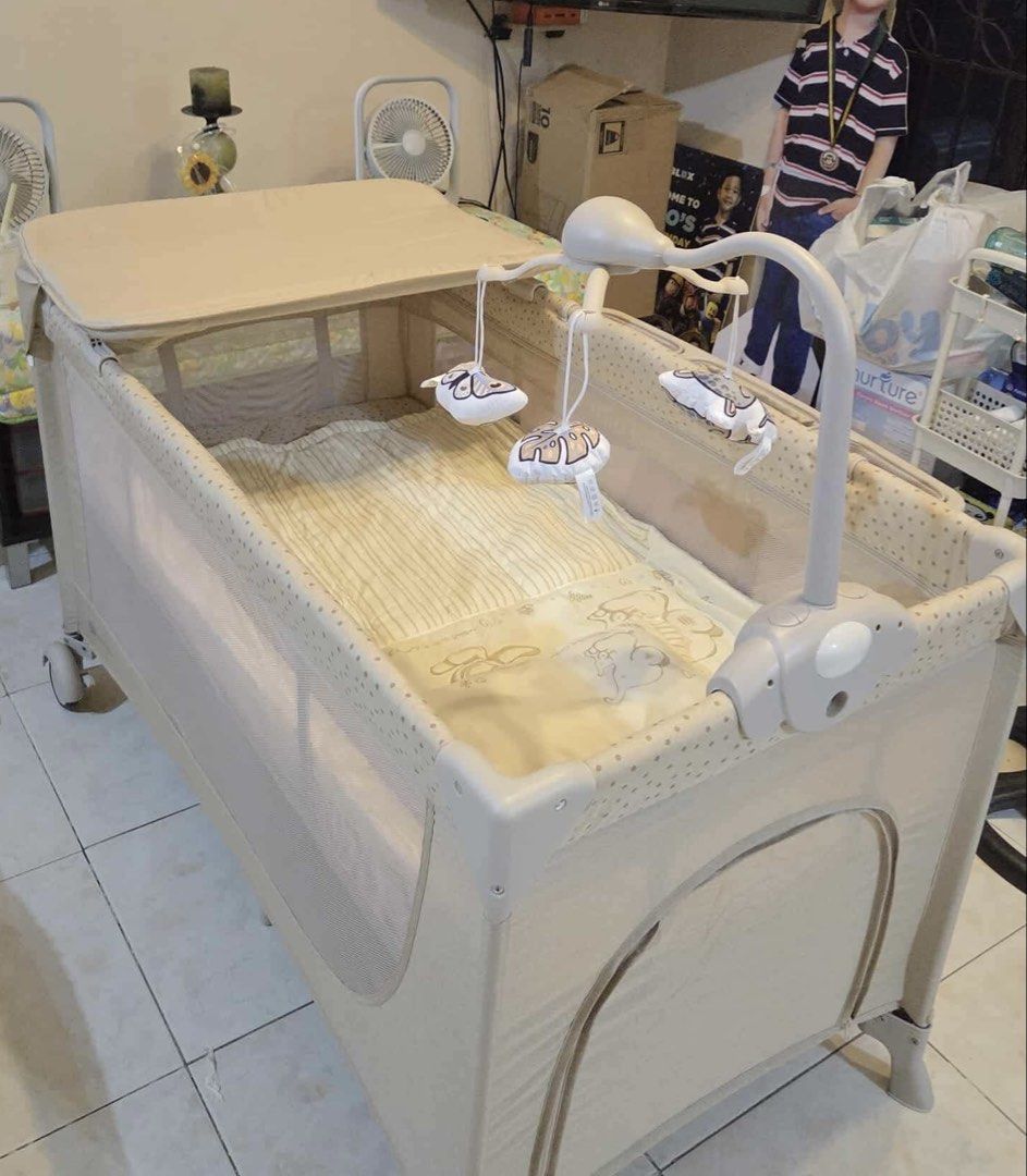 Kinderkraft JOY2 2-in-1 Cot (Category: Cots & Cribs) located in Caloocan City. Submitted by jonaliemae09842 (Listing ID 1458664706, Image 1). Description: Quick and easy folding Includes crib, diaper and baby stuff rack, changing mat and carry bag Minimalist color With 2 levels: 1. For infant 2. Toddlers as playpen You can check link for other specifications. Flaw: one side of the board was bent, but still usable and won’t affect performance. SRP