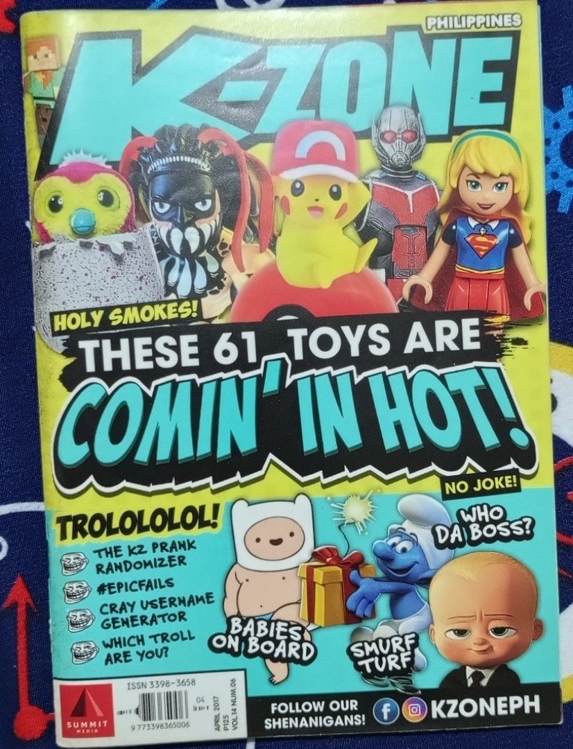 K-Zone Philippines Magazine - May 2016 & April 2017 Issues (Category: Magazines) located in Manila. Submitted by mattzzmalupet (Listing ID 1458582687, Image 1). Description: K-Zone Philippines Magazine RFS: Declutter and No one is reading them anymore Price: 200 pesos each issue negotiable Two Issues Available: 1. May 2016 - Avengers Civil War Vol 13 No. 08 - with Foldabots (Lutabot: Karo) - with Centerfold / Poster Intact ---------------- 2. Apr