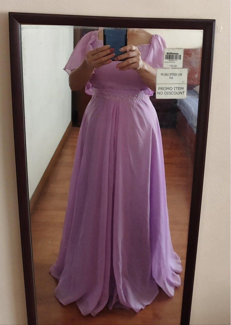 Lavender Formal Gown Beaded Waist (Category: Evening dresses & gowns) located in Manila. Submitted by declutter_rebuff (Listing ID 1458542327, Image 2). Description: - Beautiful lavender formal gown - Flattering sweetheartneckline - Delicate flutter capelet sleeves - Intricate beadwork accentuating the waist - Lace-up back closure with zipper - Flowy skirt with a subtle train - Perfect for weddings, proms, and other special occasions FITS MEDIUM 