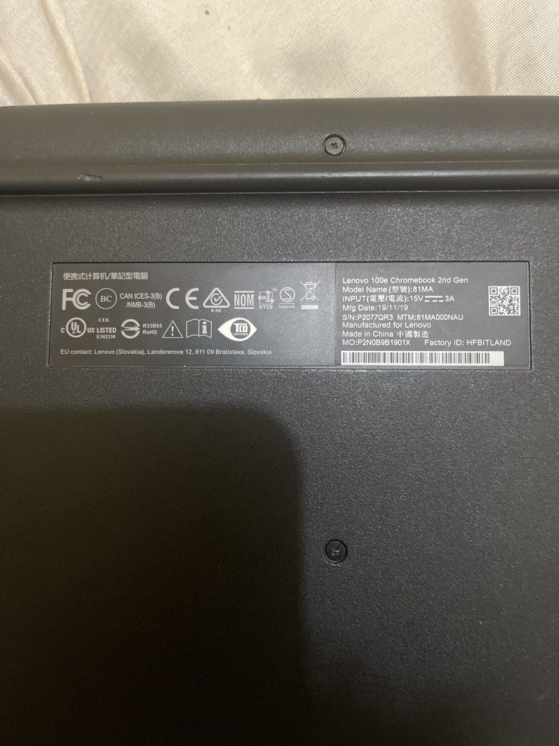 SWAP SA i3 LAPTOP WORKING (Category: Laptops & Notebooks) located in Manila. Submitted by jefferybento (Listing ID 1458601197, Image 3). Description: - Lenovo 100e Chromebook 2nd Gen (Model: 81MA) - Runs on Chrome OS - 11.6-inch display - Ideal for schoolwork and everyday tasks - Charger included - Tested and confirmed working - Includes charger & Free Mouse.