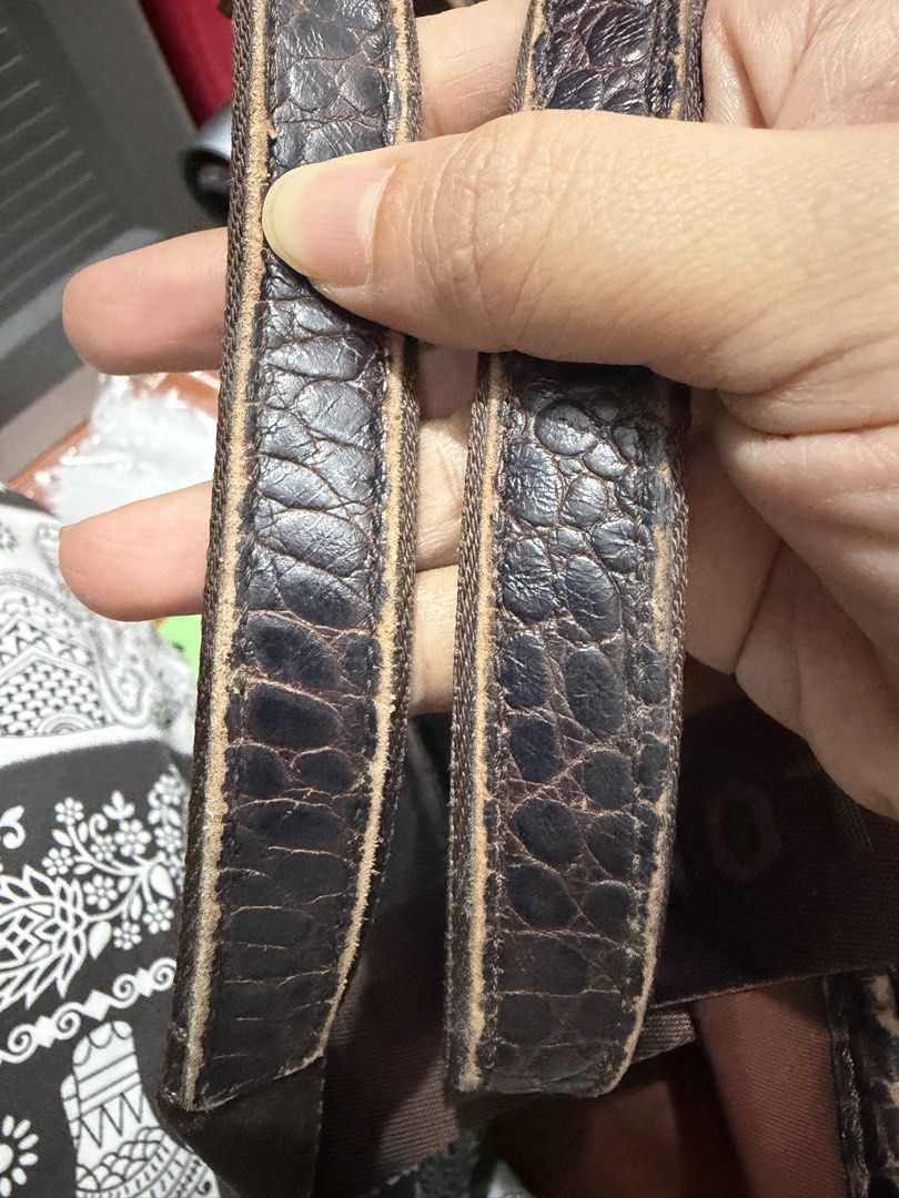 Longchamp Tote Bag Brown Crocodile Trim (Category: Luxury Bags & Wallets) located in Muntinlupa City. Submitted by thriftyfied (Listing ID 1458504393, Image 3). Description: - Authentic brown Longchamp tote bag - Elegant faux crocodile textured trim on pocket and handles - Embossed Longchamp logo on straps - Made in France - Interior zippered pocket for essentials - Used condition -with watermarks but can be cleaned - 100% auth -original price 4x