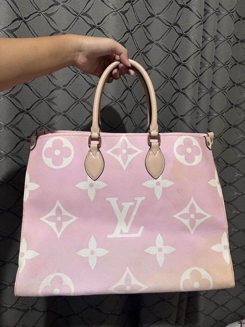 Louis Vuitton Monogram Pink Gradient Tote Bag (Category: Luxury Bags & Wallets) located in Caloocan City. Submitted by y2kby.lei (Listing ID 1458533950, Image 1). Description: - NGA Pink Louis Vuitton Tote Bag - Gradient Monogram Print - Genuine Leather Handles and Trim - Pink Fabric Interior with Pockets - Minor marks on interior lining and exterior bottom - Spacious and perfect for everyday use.