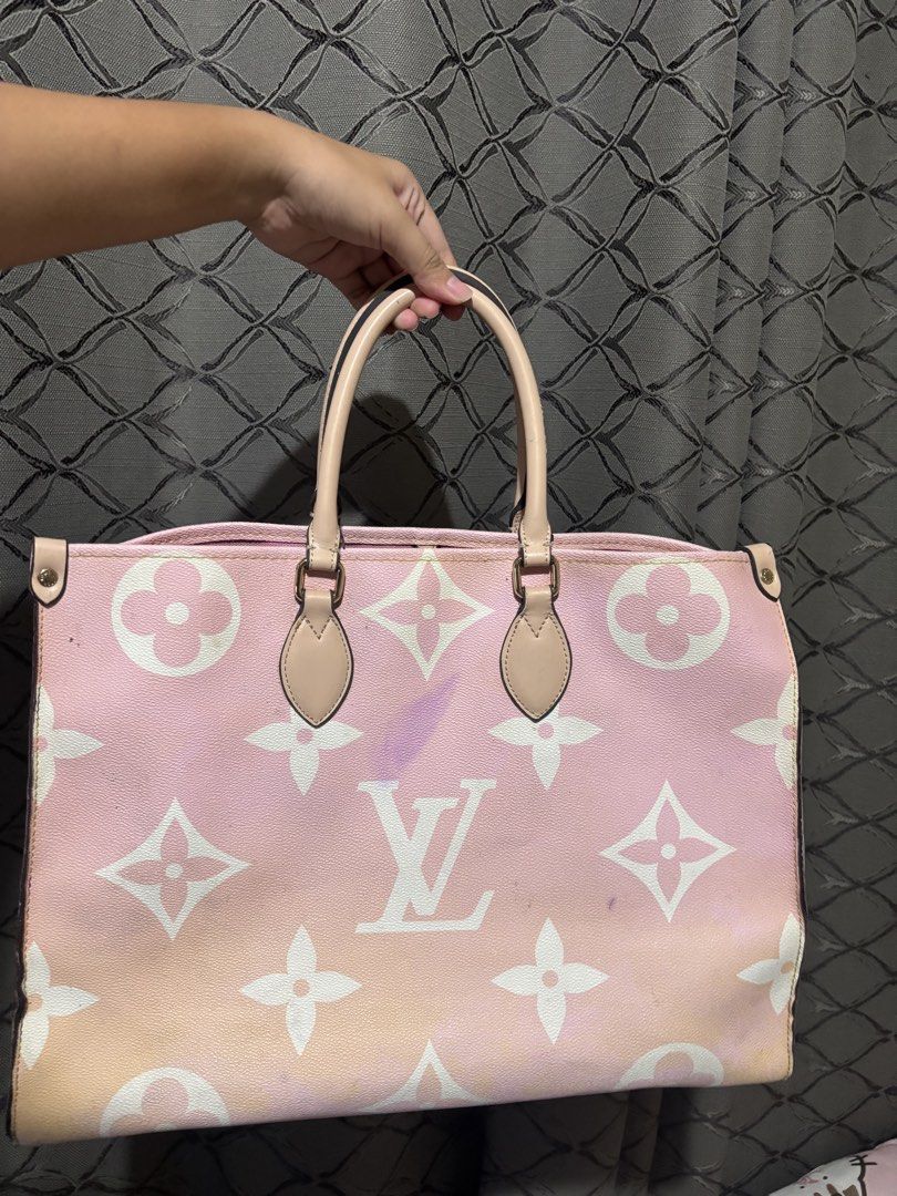 Louis Vuitton Monogram Pink Gradient Tote Bag (Category: Luxury Bags & Wallets) located in Caloocan City. Submitted by y2kby.lei (Listing ID 1458533950, Image 2). Description: - NGA Pink Louis Vuitton Tote Bag - Gradient Monogram Print - Genuine Leather Handles and Trim - Pink Fabric Interior with Pockets - Minor marks on interior lining and exterior bottom - Spacious and perfect for everyday use.