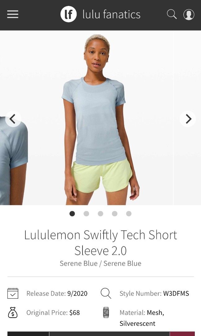 Lululemon Swiftly Tech Big Logo Tee (Category: Tshirts & Polo Shirts ) located in General Santos City (Dadiangas). Submitted by rafaelmir09800 (Listing ID 1458667286, Image 2). Description: WTS💎 Lululemon Big Logo Baby Blue Tee - Size - Best fit Small - Dimensions - 16x22, stretchable fabric - Color Rate 9.7 - Excellent Condition - Issue - Cut tag, but guaranteed authentic. - ₱489+sf Location: General Santos City, 9500..