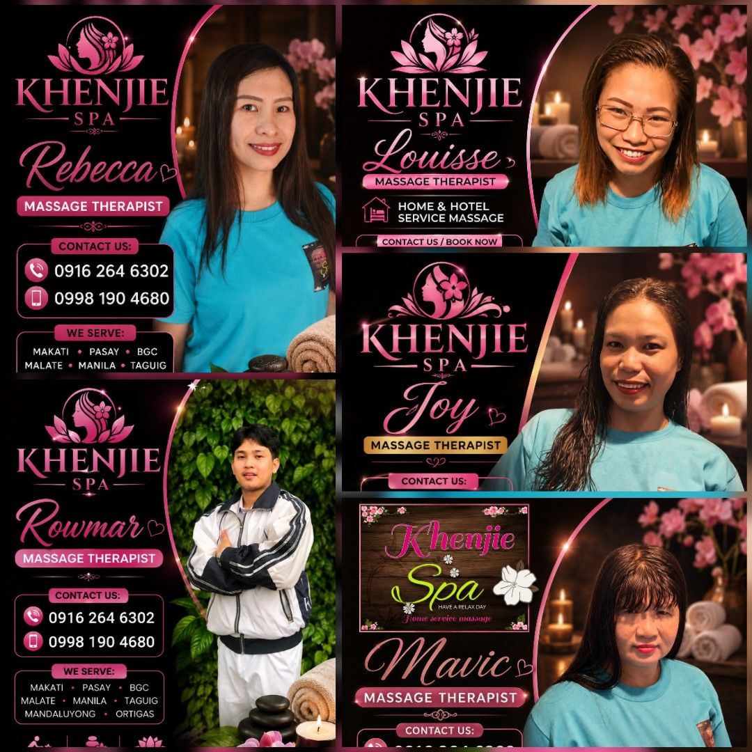 Massage Home service makati pasay bgc malate (Category: Beauty & Health Services) located in Makati City. Submitted by kenneth18400 (Listing ID 1340753684, Image 2). Description: Our fb pages Khenjie Spa Wellness Massage HOME SERVICE MASSAGE Available Male / Female Therapist Services Swedish Shiatsu Thai massage Ventosa Body scrub Earcandle ,Twin massage Prenatal massage Call +63 -916 26 46 302.