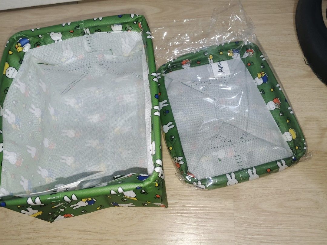 Miffy Storage Boxes for Cosmetics (Category: Storage Boxes & Baskets) located in Muntinlupa City. Submitted by jfkscjskckdkkcksoc (Listing ID 1458523167, Image 1). Description: - Adorable Miffy design - Vibrant green color - Ideal for cosmetics and small items - Adds a cute touch to any space.