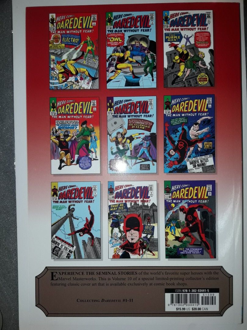 Mighty Marvel Masterworks: Daredevil, The Man Without Fear (Category: Comics & Manga) located in Makati City. Submitted by julz2026 (Listing ID 1458602672, Image 2). Description: -Price is fixed -Digest sized trade paperback -Collecting issues Daredevil #1 to 10 -Mint condition.