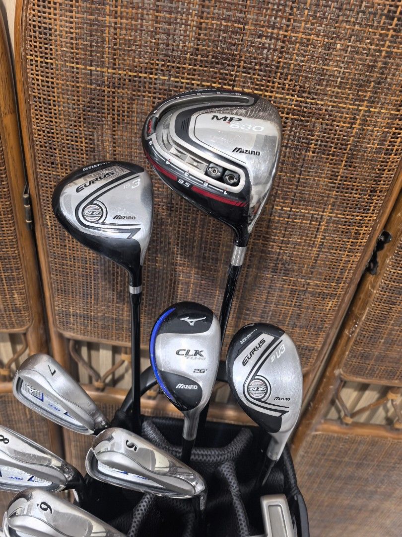 MIZUNO GOLF SET FOR BEGINNERS (Category: Golf) located in Caloocan City. Submitted by ace2729 (Listing ID 1458585762, Image 2). Description: MIZUNO GOLF SET *DRIVER: MIZUNO MP630 9.5° -S FLEX *WOOD: MIZUNO EURUS NX #3-15° -S FLEX *UTILITY: MIZUNO EURUS NX #3-21° -S FLEX *HYBRID: MIZUNO CLK #26° -S FLEX TOUR AD SHAFT *MIZUNO EURUS 4AD IRONS -5,6,7,8,9,P,50°,60° MIZUNO EURUS WEDGE -GRAPHITE SHAFT - S FLEX *BAG: PYKES PEAK ALL ARE IN VERY GOOD CONDI
