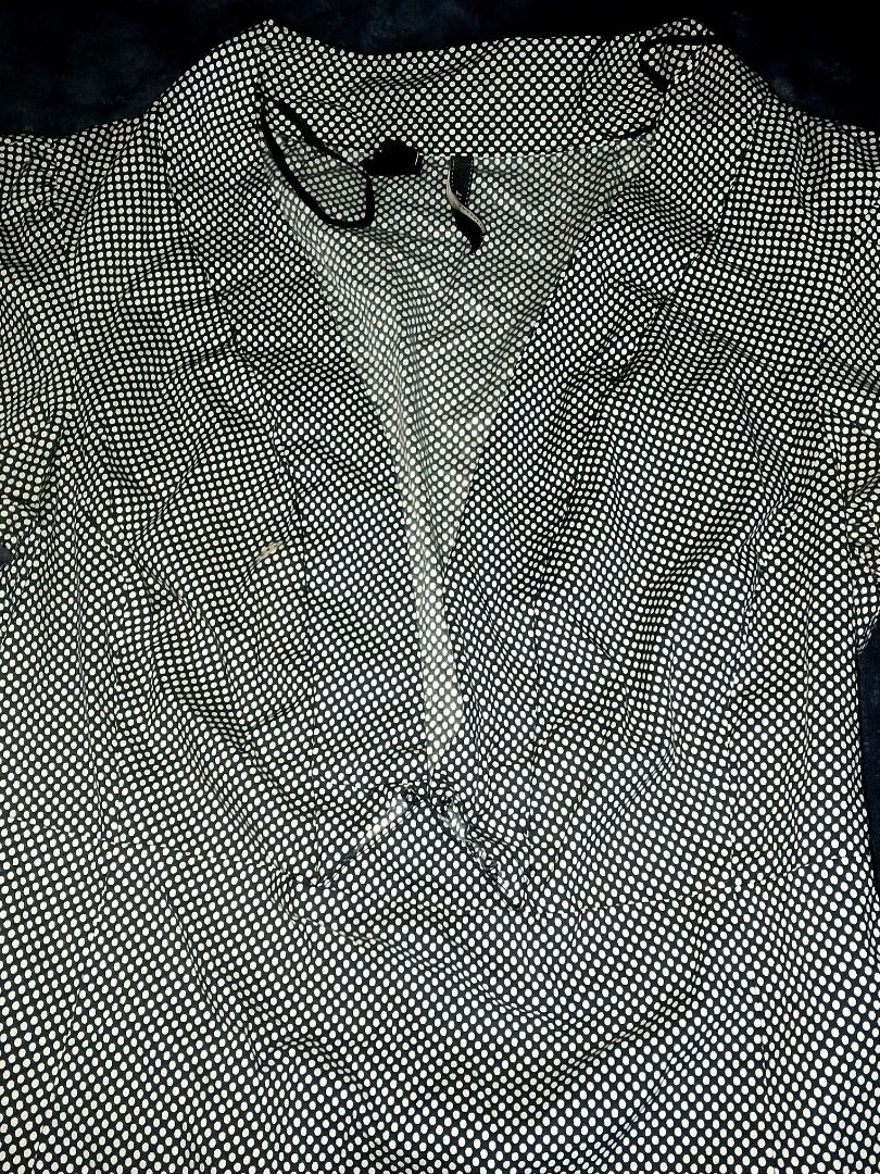 MNG SUIT Polka Dot Blouse Size XS (Category: Blouses) located in Manila. Submitted by icamalicdem29 (Listing ID 1458665455, Image 3). Description: - Cute MNG SUIT blouse - Classic polka dot pattern - Long sleeves - V-neckline with ruffle detail - Versatile for dressing up or down - Made in China - Tagged size XS.