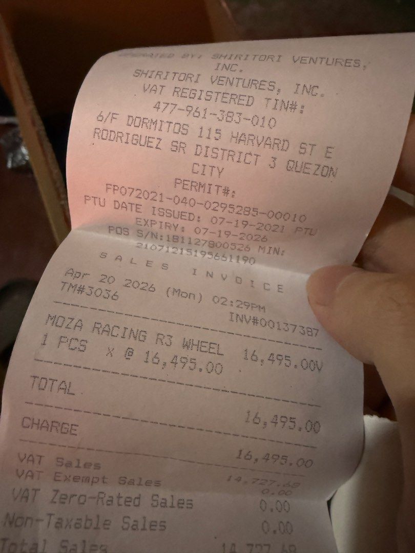 Moza R3 Racing Bundle (Category: Controllers) located in Bacoor. Submitted by vfuzzy (Listing ID 1458670257, Image 3). Description: Complete set, with original box and proof of purchase. 📍 Location: Bacoor, Cavite 📦 Can ship via Lalamove, LBC, etc. 💬 Feel free to PM for details/photos/videos RFS: Moving out. Price is Negotiable. Thank you!.