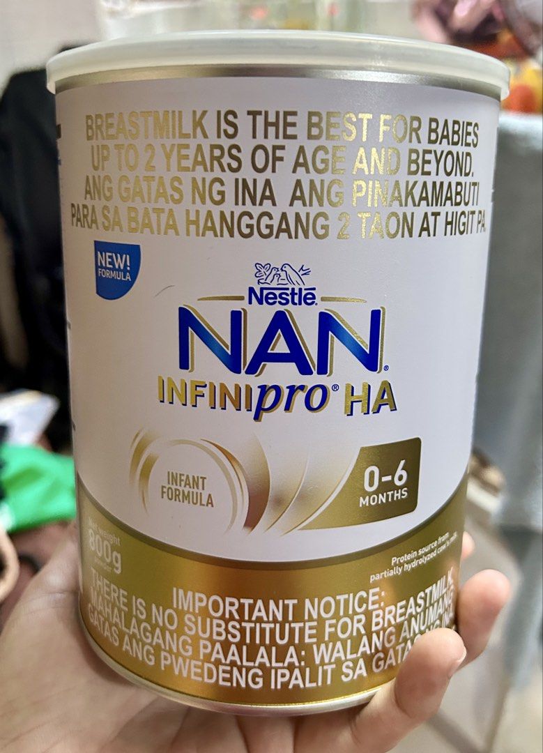 Nan Infinipro HA 0-6mos (Category: Breastfeeding & Bottle Feeding) located in Caloocan City. Submitted by thetidytreadph (Listing ID 1458599923, Image 1). Description: Konti lang nabawas(for one feeding lang). Switched to purely breastfed/breastmilk ang baby. Bought last Aug. 21, 2026 Expiration: Oct. 31, 2027.