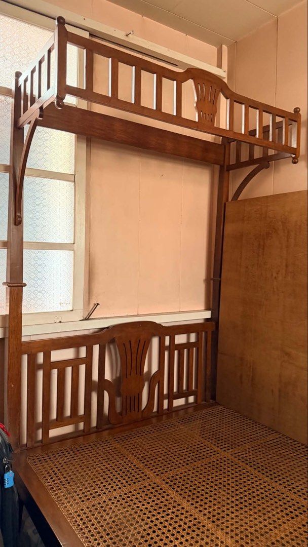 Nara single bed (Category: Bed Frames & Mattresses) located in Antipolo. Submitted by murapod2 (Listing ID 1458505537, Image 2). Description: - Nara duobel or full bed - Made of solid wood - Features a woven rattan base - Elegant classic design with detailed carvings - Suitable for double mattress.