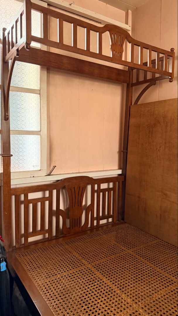 Nara single bed (Category: Bed Frames & Mattresses) located in Antipolo. Submitted by murapod2 (Listing ID 1458505537, Image 3). Description: - Nara duobel or full bed - Made of solid wood - Features a woven rattan base - Elegant classic design with detailed carvings - Suitable for double mattress.