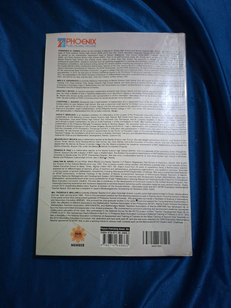Next Century Mathematics Grade 9 Third Edition Phoenix Publishing (Category: Textbooks) located in Bulacan. Submitted by sel.declutters_ (Listing ID 1458644956, Image 3). Description: 📚 BOOK DETAILS •Title: Next Century Mathematics Textbook •Edition: Third Edition •Publisher: Phoenix Publishing House • Condition: Good condition (Only the cover has minimal signs of use) • Mode of Payment: GCash • Delivery: Lalamove — delivery fee shouldered by th