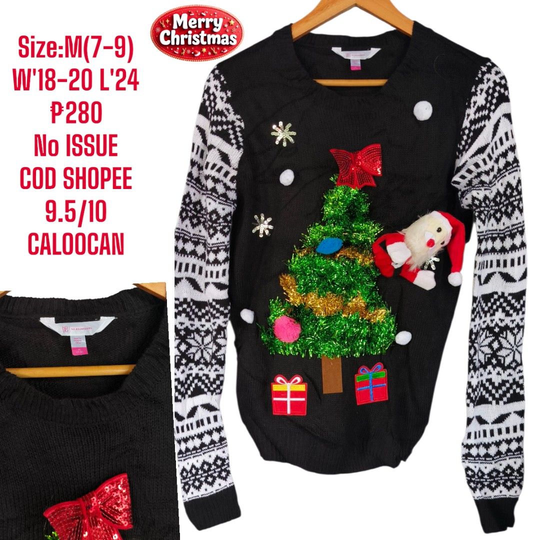 NO BOUNDARIES White Christmas Sweater M(7-9) (Category: Babies & Kids Fashion) located in Manila. Submitted by ukayukayma98752 (Listing ID 1458514856, Image 2). Description: White Christmas sweater with #BLESSED design. Features Santa and.