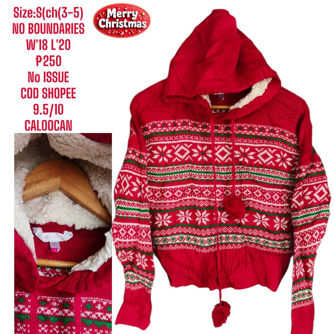 NO BOUNDARIES White Christmas Sweater M(7-9) (Category: Babies & Kids Fashion) located in Manila. Submitted by ukayukayma98752 (Listing ID 1458514856, Image 3). Description: White Christmas sweater with #BLESSED design. Features Santa and.