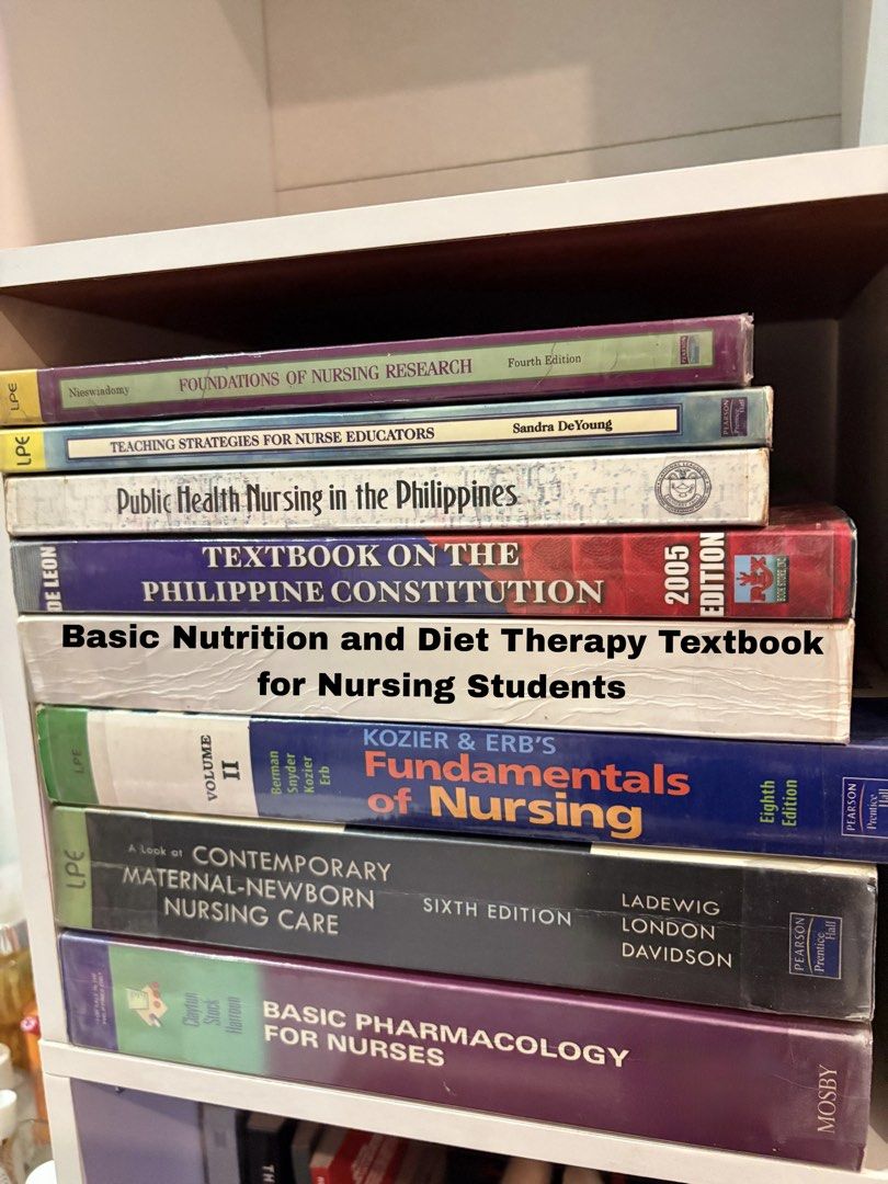 NURSING BOOKS (Category: Textbooks) located in Las Pinas. Submitted by sanders00927 (Listing ID 1458643428, Image 2). Description: 📚 NURSING BOOKS FOR SALE 📚 Book Condition: • Lightly used and in good condition • Some pages have highlights • With plastic cover • Some books have creases/folds along the edges of the covers, as shown in the pictures • ₱250 each • Prices are negotiable Available Books: 1. Foundations of Nursing Research — Nieswiado
