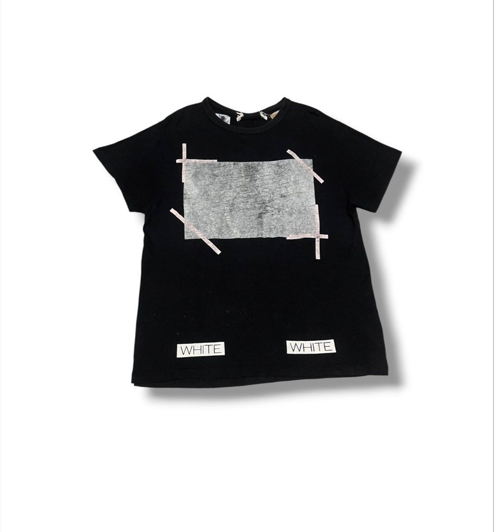 Off-White Shirt (Category: Tshirts & Polo Shirts ) located in Bulacan. Submitted by sanjisthrift (Listing ID 1458603734, Image 2). Description: Size XL Width 23 Length 29 Good Condition 9/10 Faded print sa harap Minor stainsa harap.