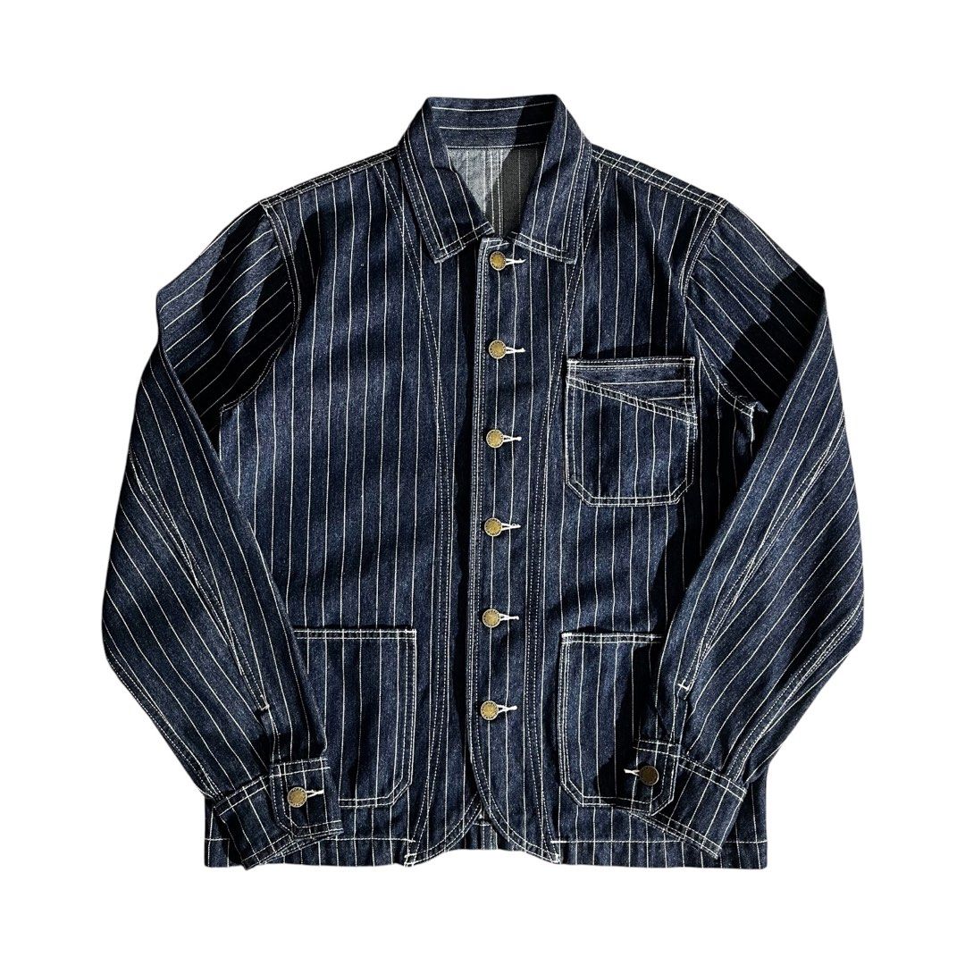 Okonkwo MFG Hickory Chore Jacket (Category: Coats, Jackets and Outerwear) located in Daraga. Submitted by th3cliquejunks (Listing ID 1458671940, Image 1). Description: Okonkwo MFG Hickory Chore Jacket Size Small to Medium Condition: 10/10 Flawless Cut washtag Authentic Dimensions: Pit to pit: 20” Length: 26” - 3,280.