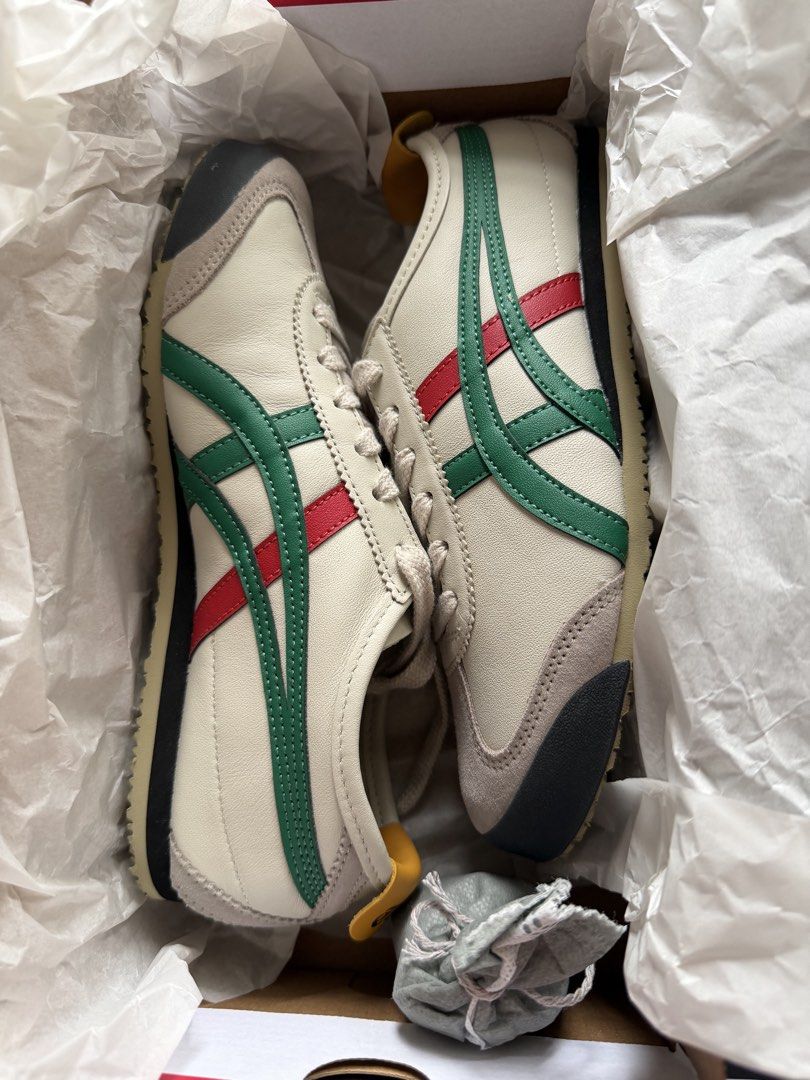 Onitsuka Tiger Mexico 66 Birch/Green (Category: Sneakers) located in Las Pinas. Submitted by biatster (Listing ID 1458521765, Image 1). Description: Store-bought in Ayala Mall Macapagal.