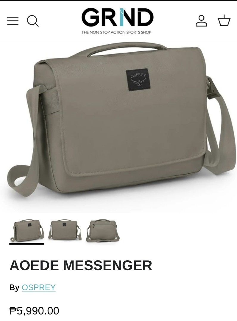 Osprey Aoede Messenger Bag Taupe (Category: Sling Bags) located in Talisay. Submitted by jppppppppp (Listing ID 1458650514, Image 1). Description: Osprey AOEDE Messenger Bag 7L Actual Dimensions W 16" L 11" Thickness 3" Excellent Condition except removable water marks sa back portion. 1️⃣2️⃣9️⃣0️⃣+SF 09472849954.