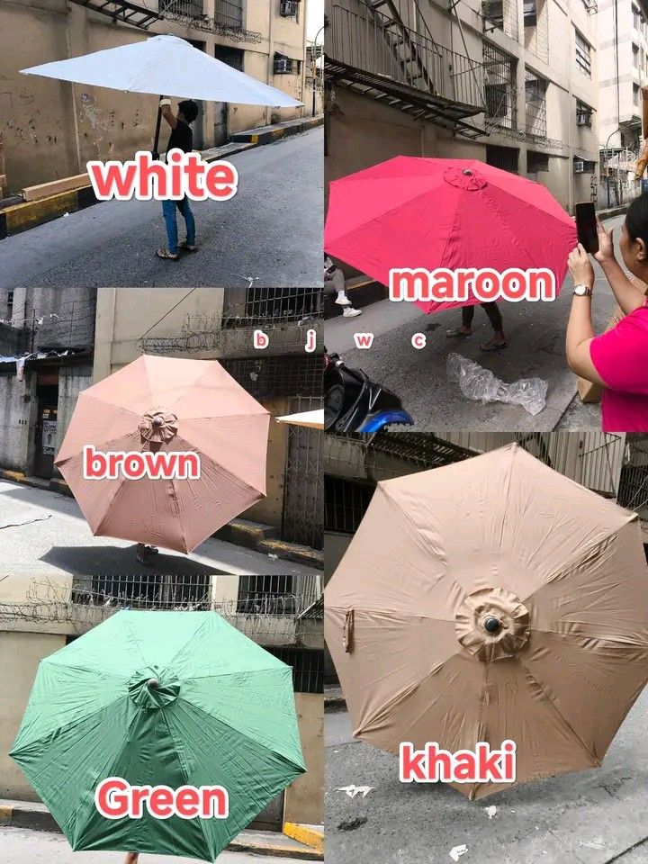 Outdoor Patio Umbrella - Various Colors Available (Category: Outdoor Furniture) located in Manila. Submitted by berdenmarl01688 (Listing ID 1458616413, Image 1). Description: - Large outdoor umbrella for your patio or garden - Available colors: white, maroon, brown, green, khaki, yellow, blue - Offers ample shade for outdoor seating - Simple to set up and adjust - Ideal for enjoying sunny days outdoors.