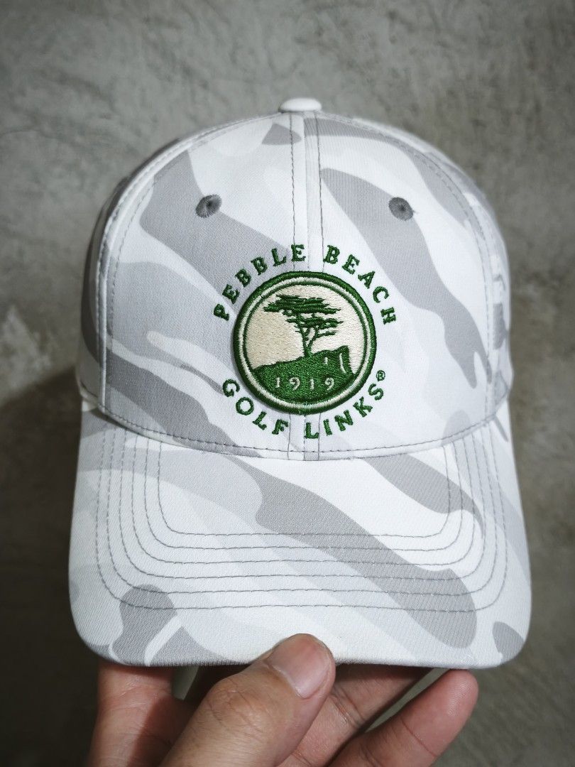 PEBBLE BEACH GOLF HAT (Category: Golf) located in Muntinlupa City. Submitted by themakhatter (Listing ID 1458527723, Image 1). Description: 850 +SF (2 PCS AVAILABLE) BRAND NEW PEBBLE BEACH CAMO GOLF HAT BEST FITS MED-LARGE HEAD FRAME DRI-FIT/LIGHTWEIGHT MATERIAL ON HAND ITEM READY TO SHIP.