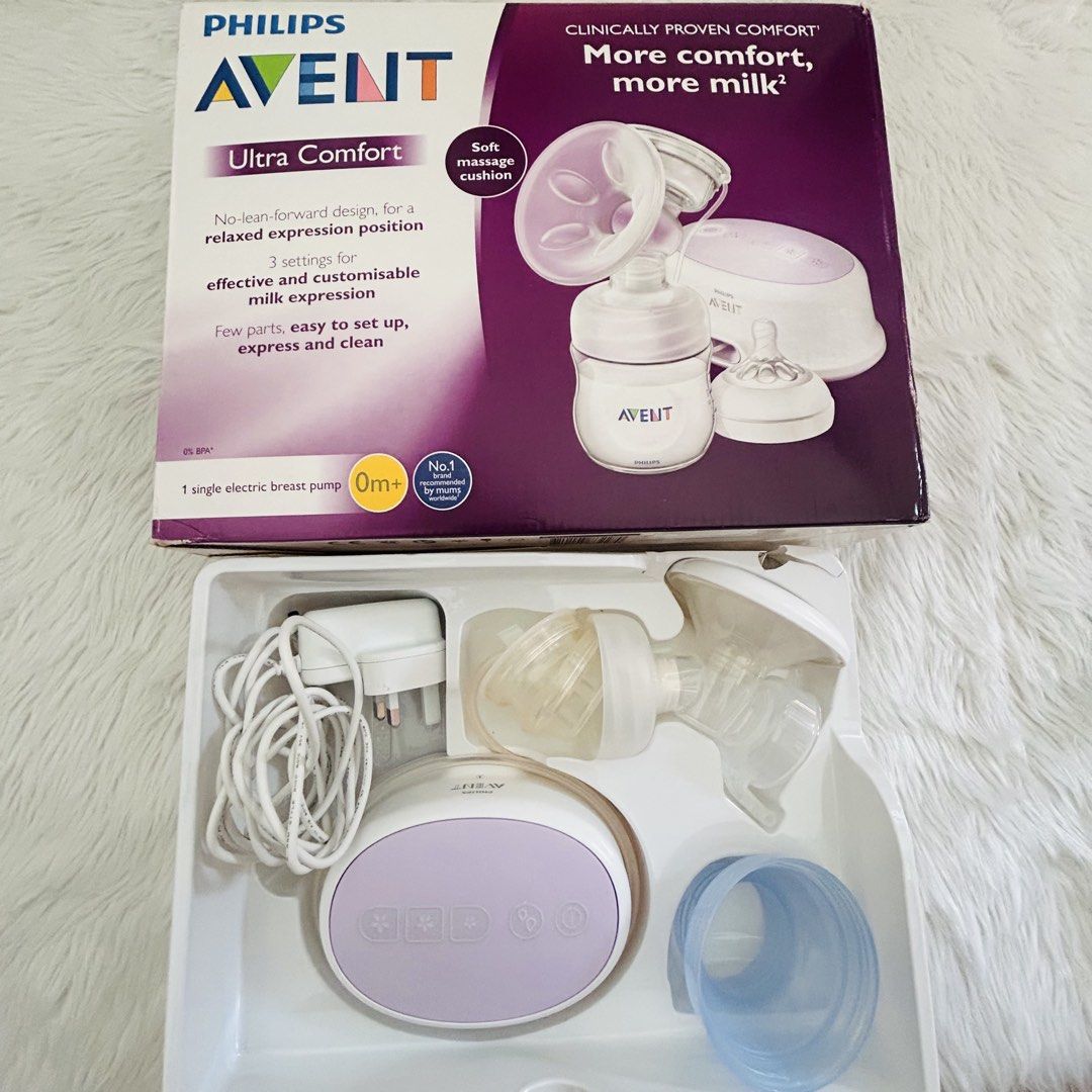 Philips Avent Electric Breast Pump (Category: Breastfeeding & Bottle Feeding) located in Paranaque City. Submitted by rahhapunzel (Listing ID 1458645117, Image 1). Description: Philips Avent Single Electric Breast Pump •without the baby bottle •used less than 5x •P4,000 🛍️RFS: need more funds & space for baby 💰 MOP: GCash 📍 Location: Mandaluyong 📦 Lalamove | GrabExpress c/o buyer - Single pump with soft massage cushion - Comfortable no-lean-f