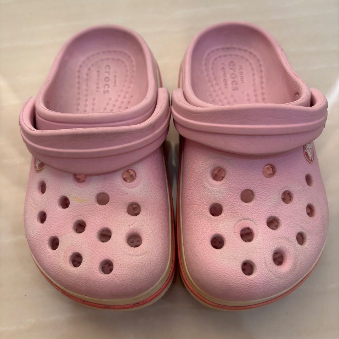 Pink Crocs Kids Size C7 (Category: Babies & Kids Fashion) located in Cavite. Submitted by decluttererminer (Listing ID 1458508244, Image 1). Description: - Pink Crocs for kids - Size C7 - Has white spots (hence the super low price) - Still wearable and durable - pwede for indoor use - Can add Jibbitz - Not for fussy buyers - first owner : my daughter - rfs: outgrown - authentic - clean every after use (nakatambak na kasi) -please manage expectati