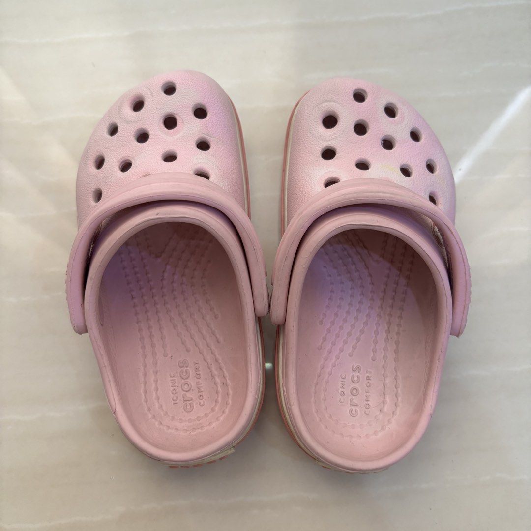 Pink Crocs Kids Size C7 (Category: Babies & Kids Fashion) located in Cavite. Submitted by decluttererminer (Listing ID 1458508244, Image 3). Description: - Pink Crocs for kids - Size C7 - Has white spots (hence the super low price) - Still wearable and durable - pwede for indoor use - Can add Jibbitz - Not for fussy buyers - first owner : my daughter - rfs: outgrown - authentic - clean every after use (nakatambak na kasi) -please manage expectati