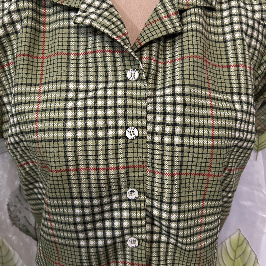 Plaid Button-Up Polo Shirt (Category: Others Tops) located in San Pedro. Submitted by clothesyph (Listing ID 1458640220, Image 3). Description: ⊹ preloved — in good condition ⊹ size: fits extra small to small check out my listings for more items! ▫️payment: gcash / bank transfer ▫️delivery: j&t / lalamove (can ship from bgc or san pedro, laguna).