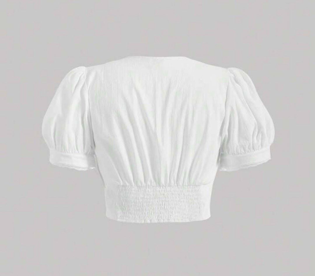 Plus Size: Puff Sleeve Button Shirt (Category: Others Tops) located in Cavite. Submitted by sopib (Listing ID 1458595973, Image 2). Description: Size: 1XL.