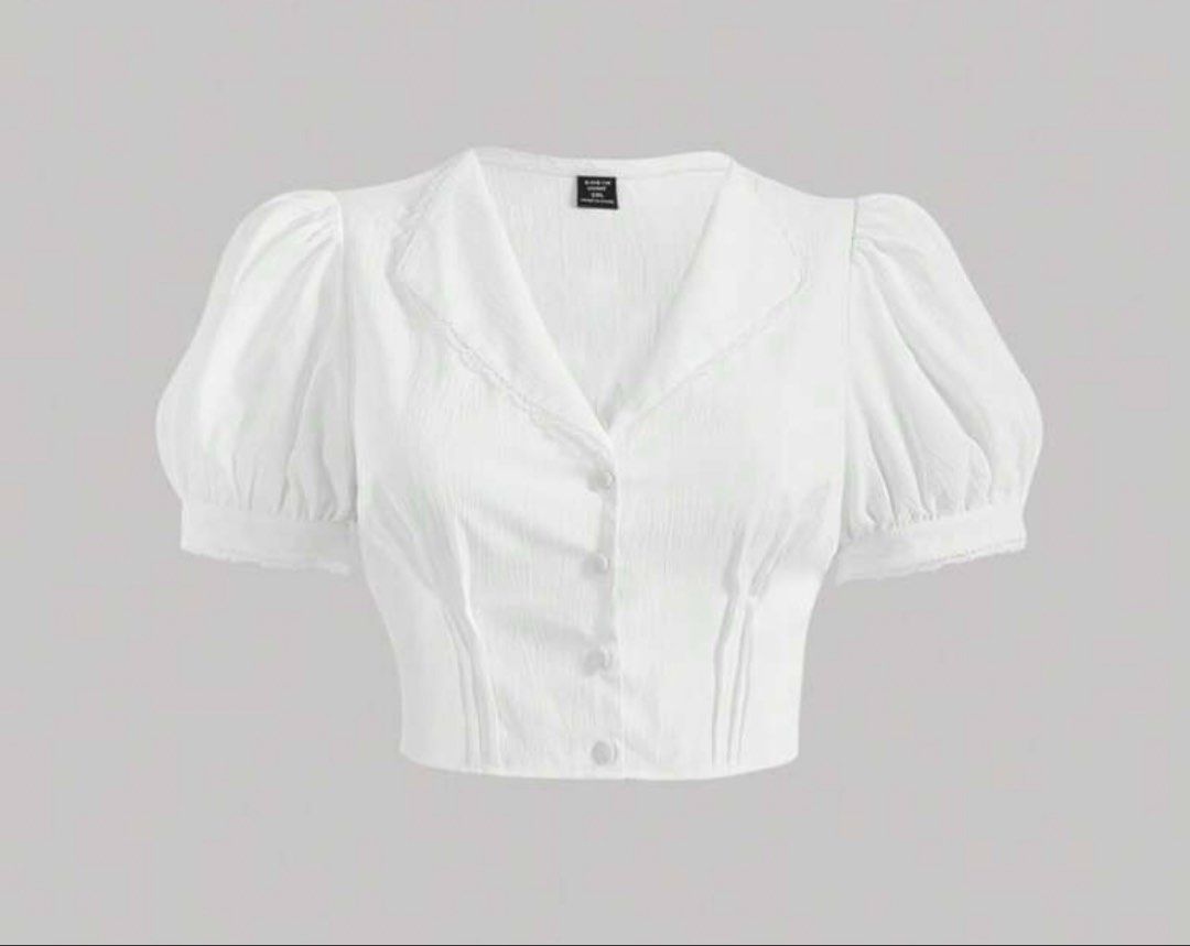 Plus Size: Puff Sleeve Button Shirt (Category: Others Tops) located in Cavite. Submitted by sopib (Listing ID 1458595973, Image 1). Description: Size: 1XL.
