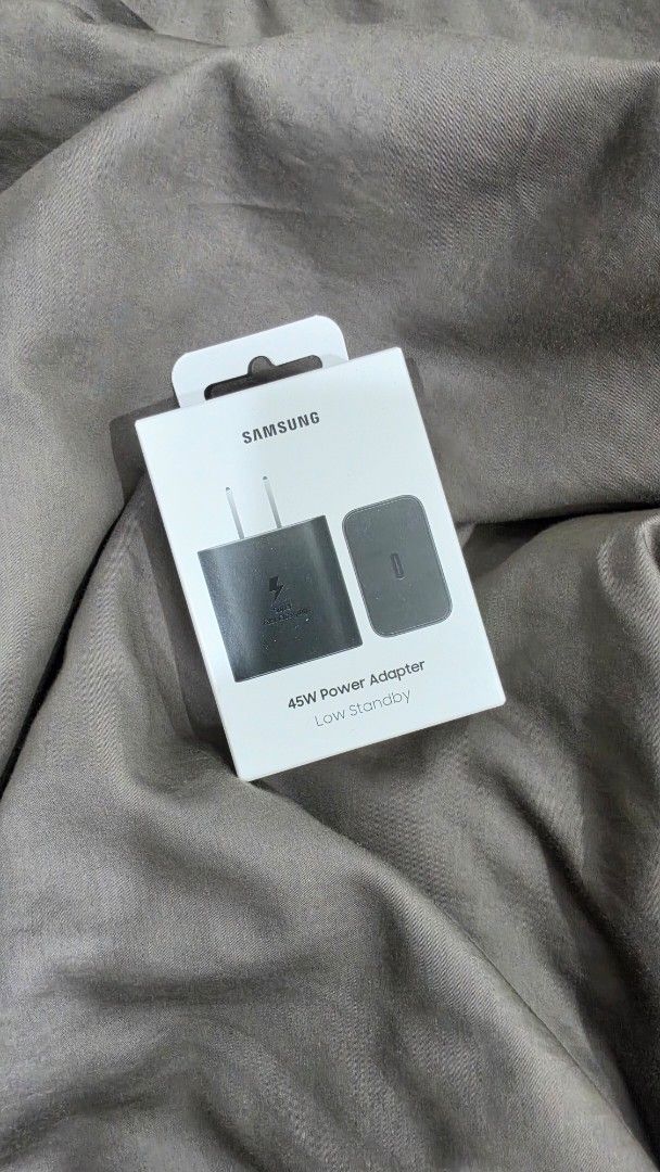 Samsung 45W Power Adapter USB-C Fast Charging (Category: Chargers & Cables) located in Quezon City. Submitted by sh3rdon (Listing ID 1458655017, Image 1). Description: Samsung 45W Power Adapter. Supports USB-C fast charging. Low standby power consumption. https://www.samsung.com/ph/mobile-accessories/45w-power-adapter-black-ep-t4511nbegca/.