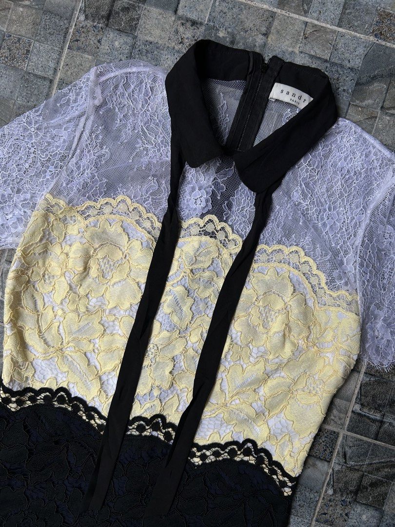 Sandro "Rozen" lace mini dress (Category: Luxury Apparel) located in Quezon City. Submitted by commonwealthpickerph (Listing ID 1458536772, Image 2). Description: Sandro “Rozen” lace mini dress - Size 1 - In excellent condition - Has minor sign of used - Check pic to see details and condition - Need wash - Has minor stain inside ( washable and not noticeable ).