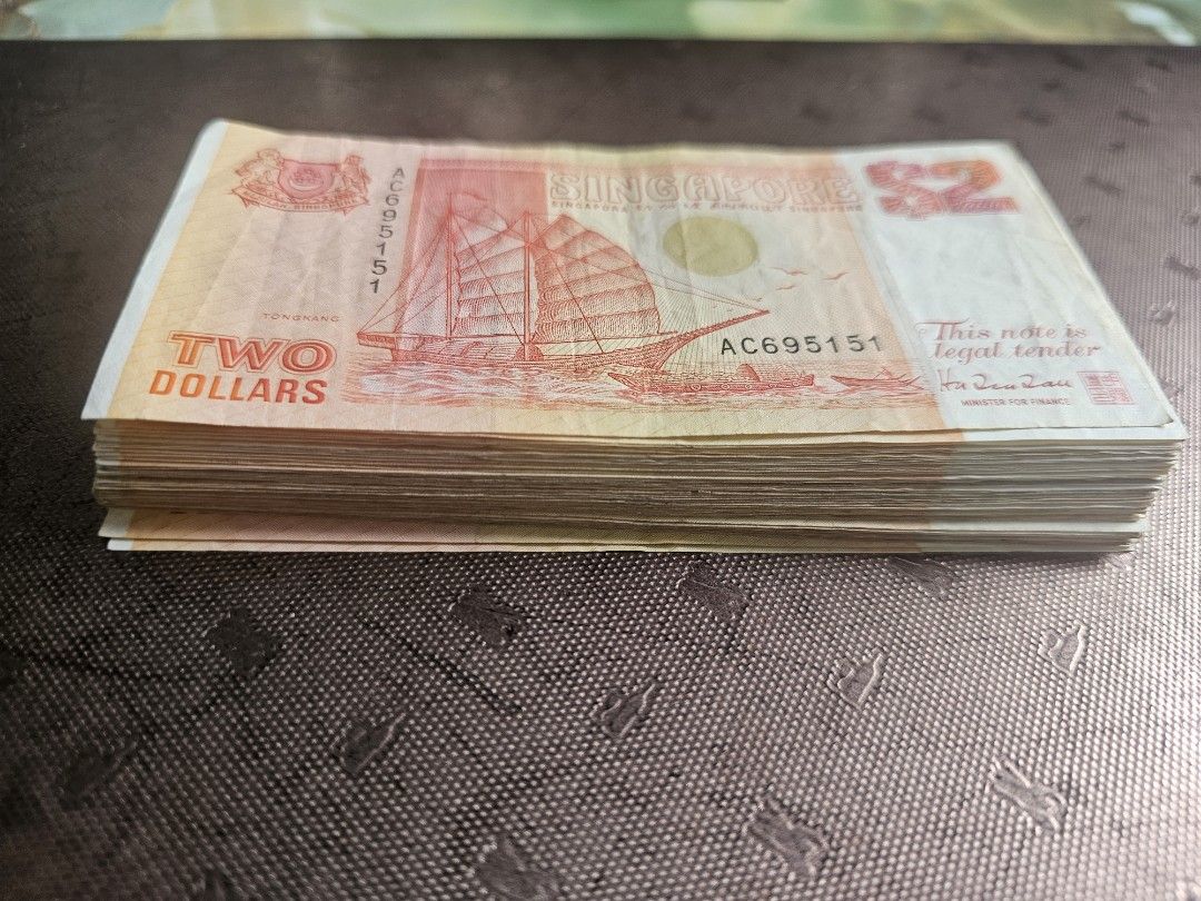 Ship notes (Category: Currency) located in Singapore. Submitted by mr.tan99 (Listing ID 1458623425, Image 2). Description: Ship notes 1dollar 100pcs FV $100 selling @ $105 2dollar 74pcs FV $148 selling @ $153 2dollar (orange) 58pcs FV $116 selling @ $120 5dollar 12 pcs FV $60 selling @ $65 10dollar 21 pcs FV $210 selling @ $220 50dollar 19 pcs FV $950 selling @ $960 100dollar 4pcs FV $400 selling @ $406 All mixed condition .