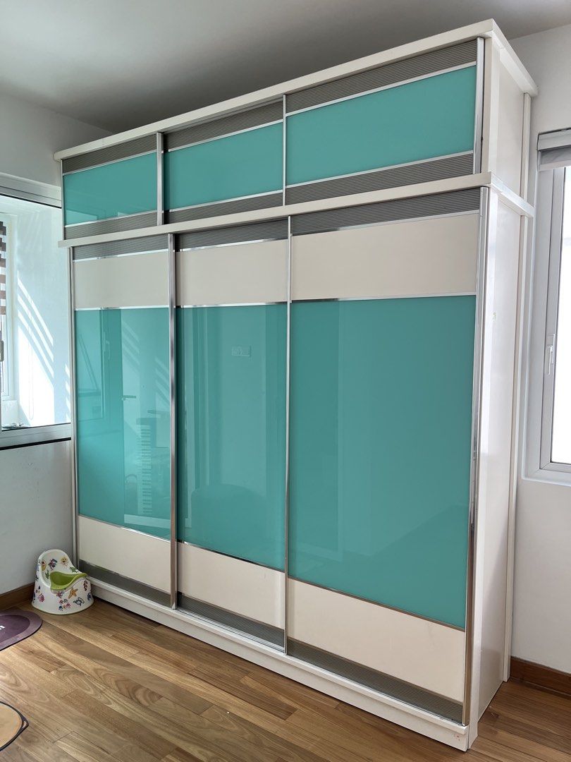Solid Wardrobe & Dressing Table (Category: Shelves, Cabinets & Racks) located in Serendah. Submitted by annie5796 (Listing ID 1458606471, Image 2). Description: 1 set -Solid Wood & glass door & glass dressing Tables , in good conditions .