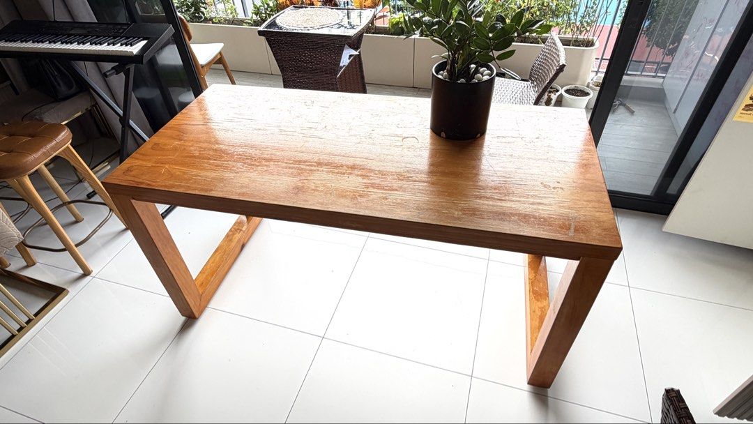 Solid Wooden Table (Category: Tables & Sets) located in Singapore. Submitted by passionsg (Listing ID 1458516694, Image 2). Description: - Solid wood table - Simple, modern design - Perfect for dining or as a workspace - Comfortably seats 6 people - Selling due to relocation - Pickup only.