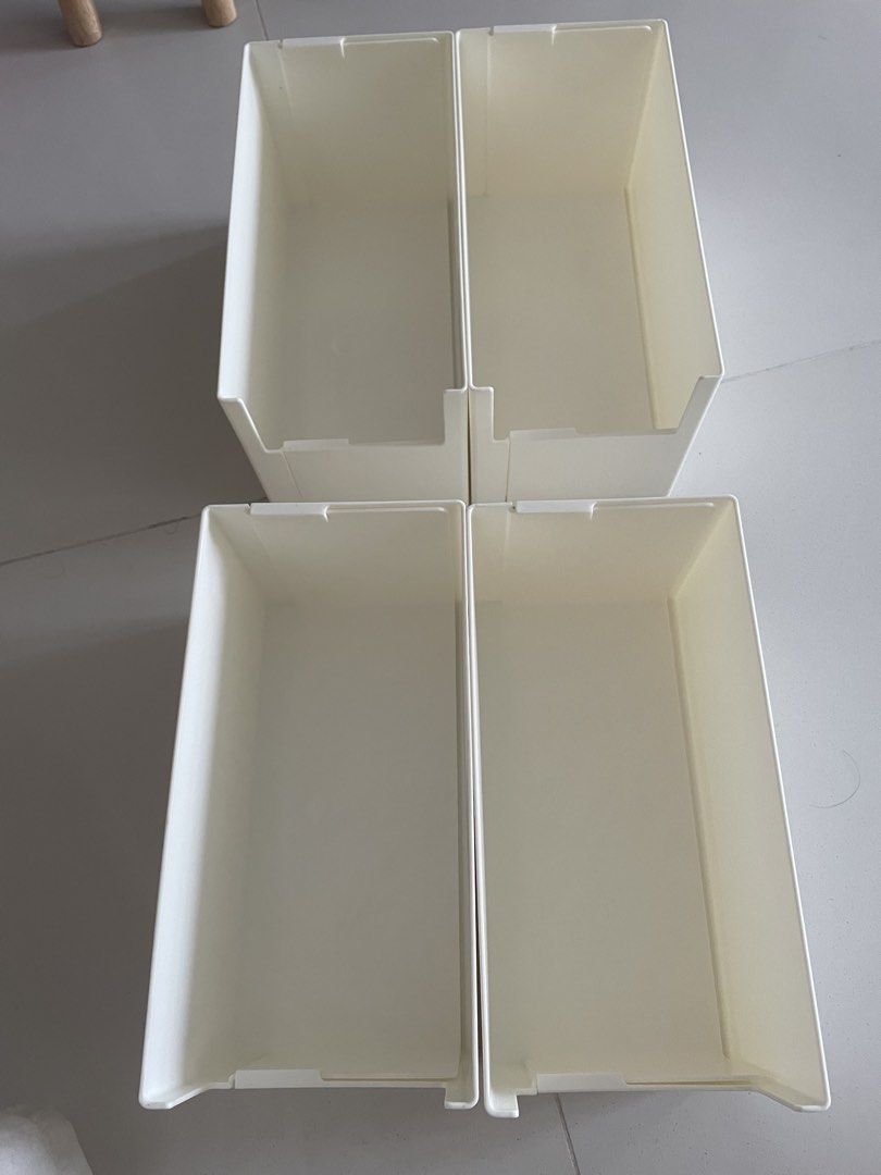 Stackable Storage Boxes Organizers (Category: Storage Boxes & Baskets) located in Singapore. Submitted by antares (Listing ID 1458595709, Image 3). Description: 4pcs $10 Self collect postal code 822632.
