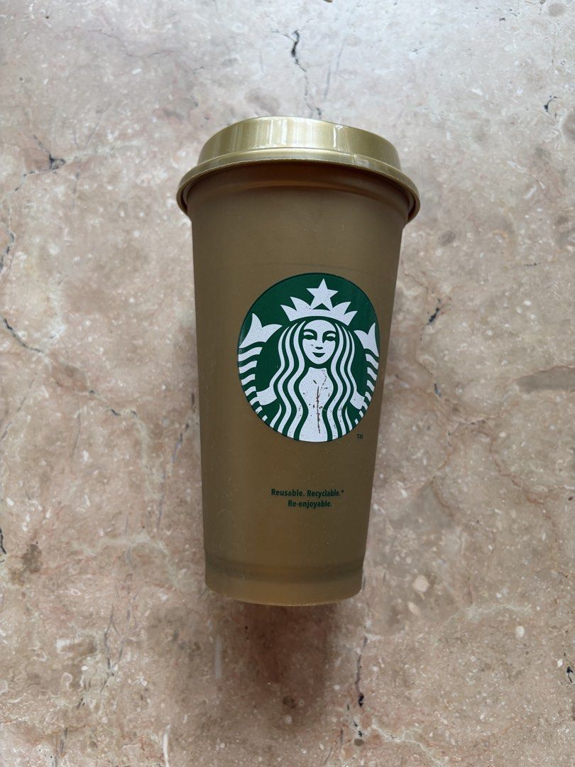 Starbucks Reusable Cup, Gold, 16oz (Category: Coffee & Tea Tableware) located in Quezon City. Submitted by tidyup.lara (Listing ID 1458688512, Image 1). Description: Sold as is Condition 8/10: used but in good condition .
