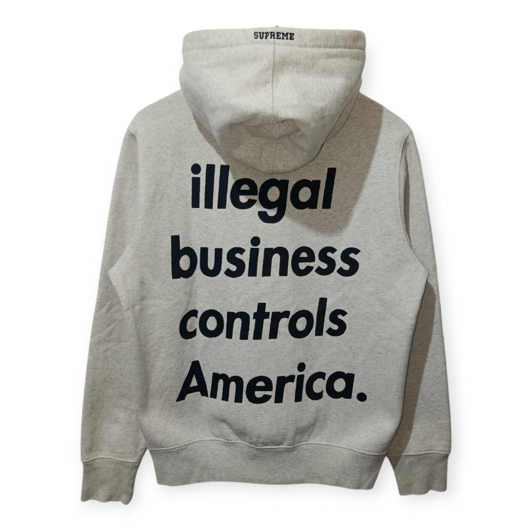 Supreme Illegal Business Hoodie (Category: Hoodies) located in Antipolo. Submitted by pretty.flacko1 (Listing ID 1458679435, Image 1). Description: Supreme Illegal Business Hoodie Small 21x25 8/10 Good condition Stains 800.
