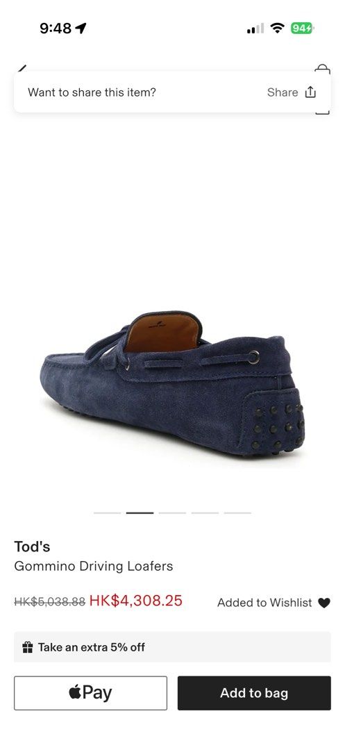Tod's Gommino Driving Loafers - Navy Suede （分類：便服鞋）位於 Hong Kong。 由 royalgem-348d 提交（商品編號 1458509374，圖片 3）。簡介： Classic Tod's Gommino driving loafers. Navy blue suede material. Original price 4k。