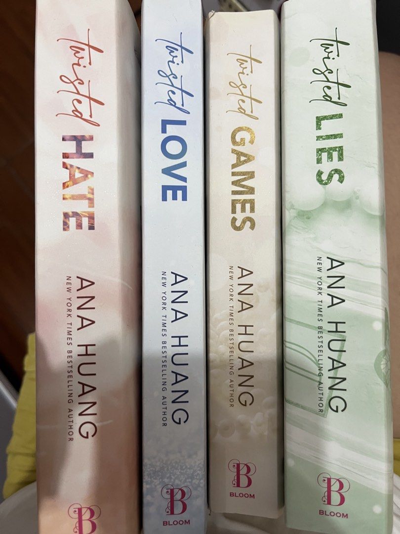 Twisted Series by Ana Huang - Complete Set (Category: Storybooks) located in Manila. Submitted by mollypana96219 (Listing ID 1458618946, Image 1). Description: - Complete set of the bestselling Twisted series by Ana Huang. - Includes: Twisted Love, Twisted Games, Twisted Hate, and Twisted Lies. - Never used before, just stored - Small rip on top of Twisted Games spine (see in picture) - MOP: Gcash - MOD: Lalamove or JnT - Loc: Taguig.