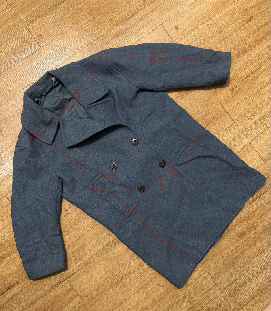 Uniqlo Teal Wool Blend Double Breasted Coat (Category: Coats, Jackets and Outerwear) located in Marikina City. Submitted by miene (Listing ID 1458538102, Image 1). Description: - Uniqlo Wool Blend Coat - Size Small but runs big, can fit Medium-Large - Double-Breasted Style - Two Front Pockets - Ideal for Cooler Weather.