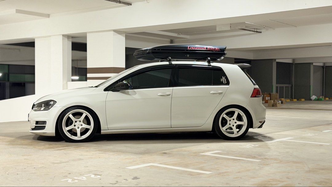 Volkswagen Golf 1.4 TSI DSG (A) (Category: Used Cars) located in Singapore. Submitted by 7k_automotive (Listing ID 1458510368, Image 3). Description: A short term fun car. Good for small families or someone who wants a sporty rocket bunny feel. Volkswagen Golf 1.4 For Sale. COE Balance 1yr 8mths Able to go for full loan. New mechatronic, clutch changed in 2025. Savanini blow off valve. K sport Coilover. 18” rims with Continental Tyre. *New Paintw