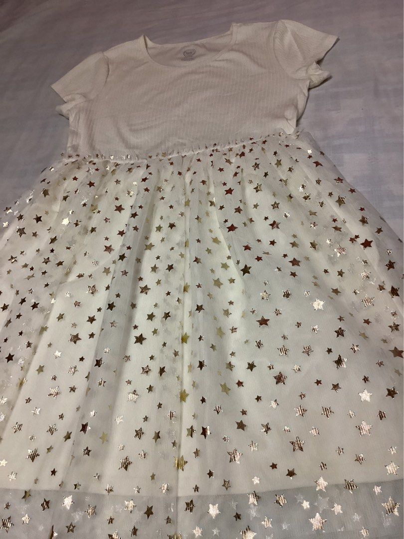Wonder Nation Dress (Category: Dresses) located in Davao. Submitted by ferdipt (Listing ID 1458615433, Image 3). Description: XXL(18) Made in Cambodia L:35 inches This is a Wonder Nation Girls Short Sleeve Tutu Dress featuring a ribbed ivory bodice and a mesh tulle skirt covered in metallic gold foil stars..